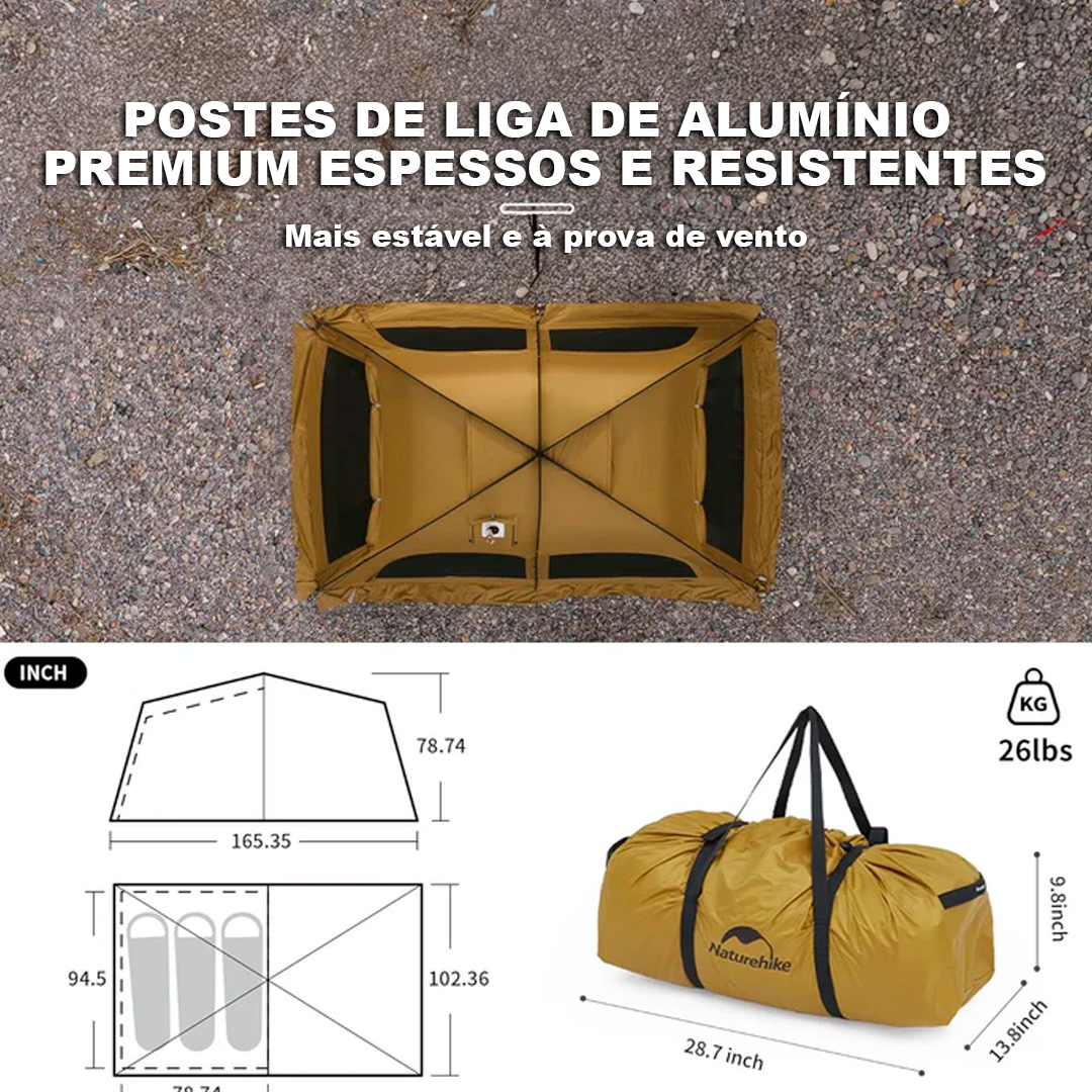 Naturehike DUNES 10.9 Carpa Domo Camping Ampliada 5-6 Personas 4 Estaciones Impermeable Gran Espacio con Orificio para Chimenea