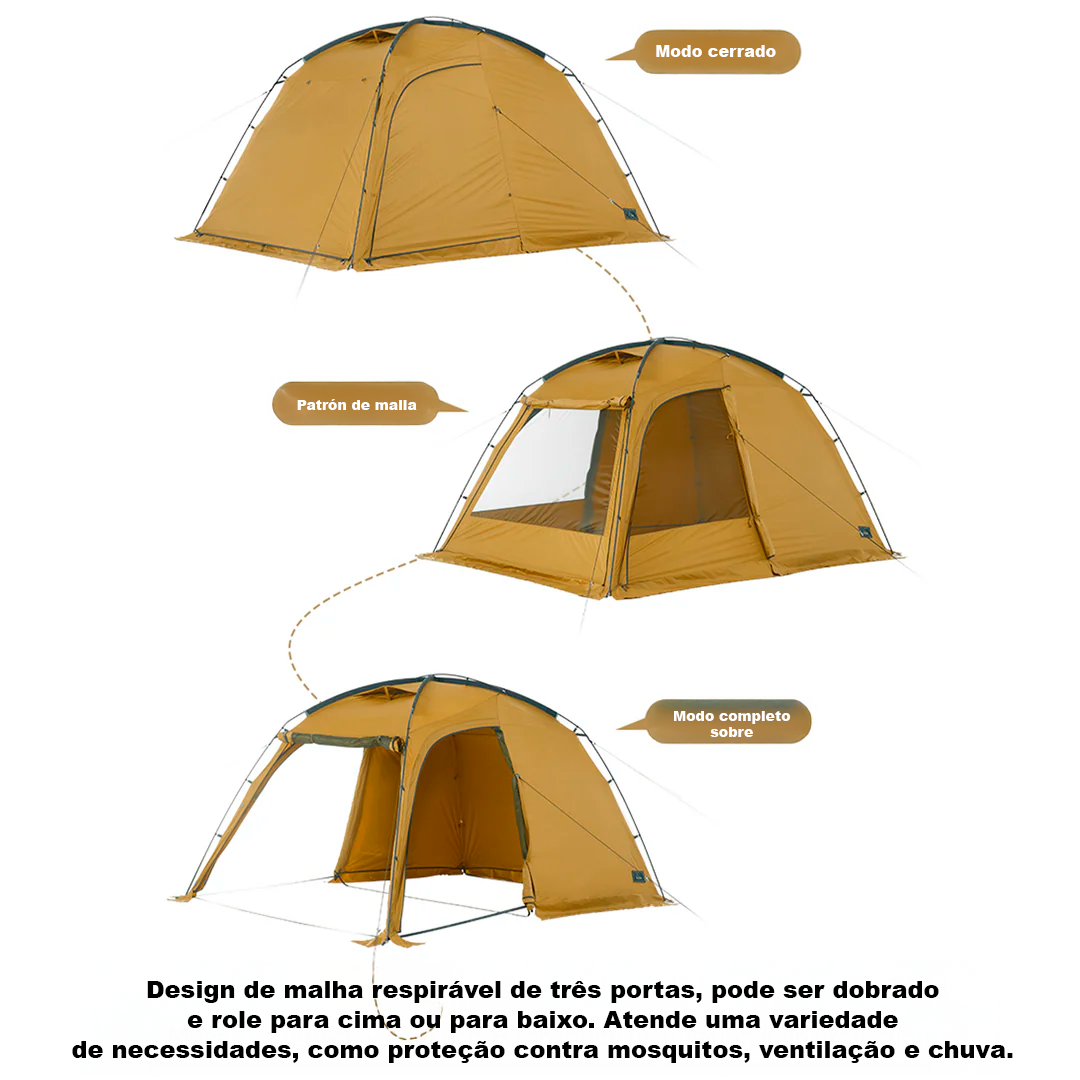Tenda de Acampamento Naturehike DUNE 7.6 com um Quarto e um Salão