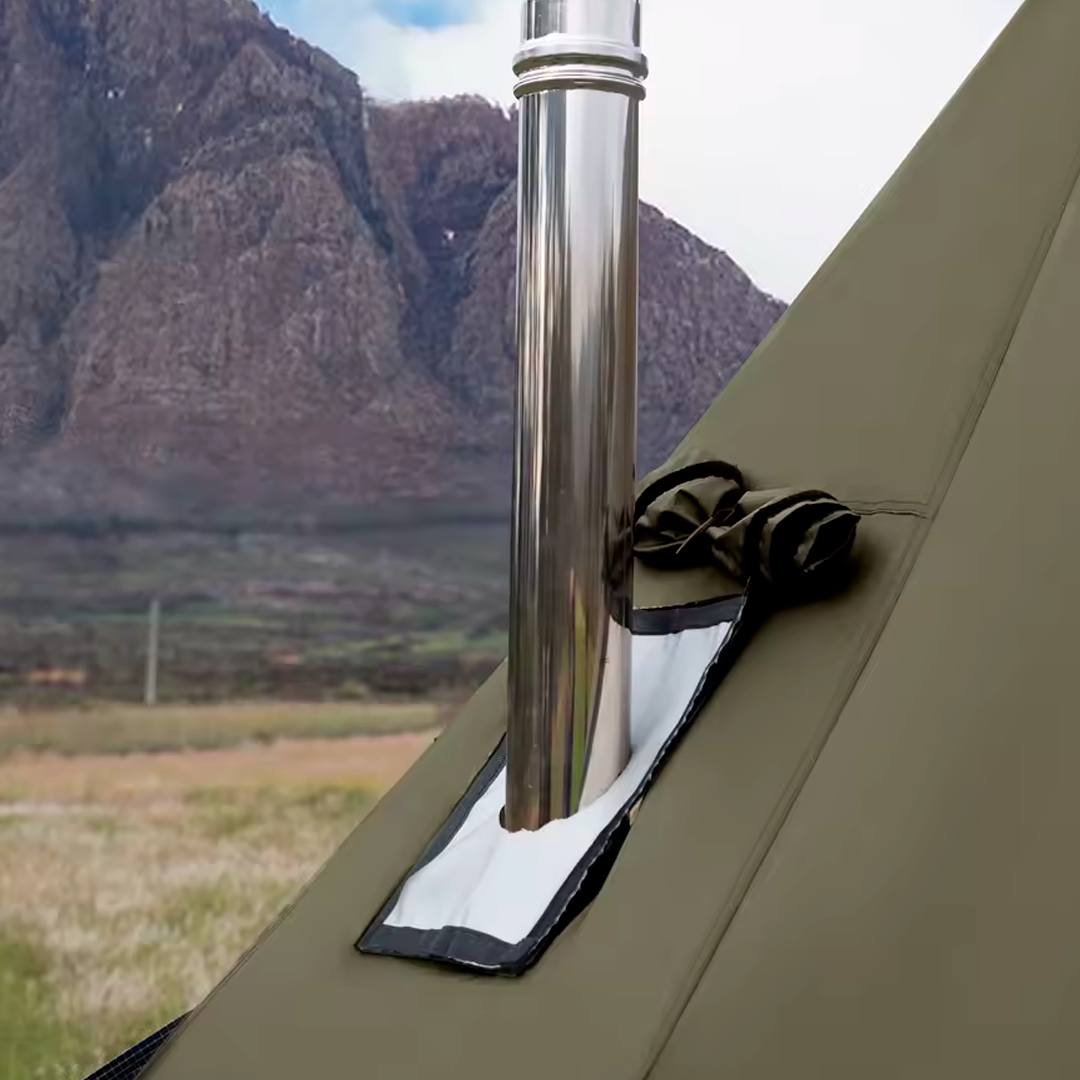 Naturehike Octagonal Indian Style Pyramid Glamping Tent with Fireplace Hole and Outdoor Kitchen