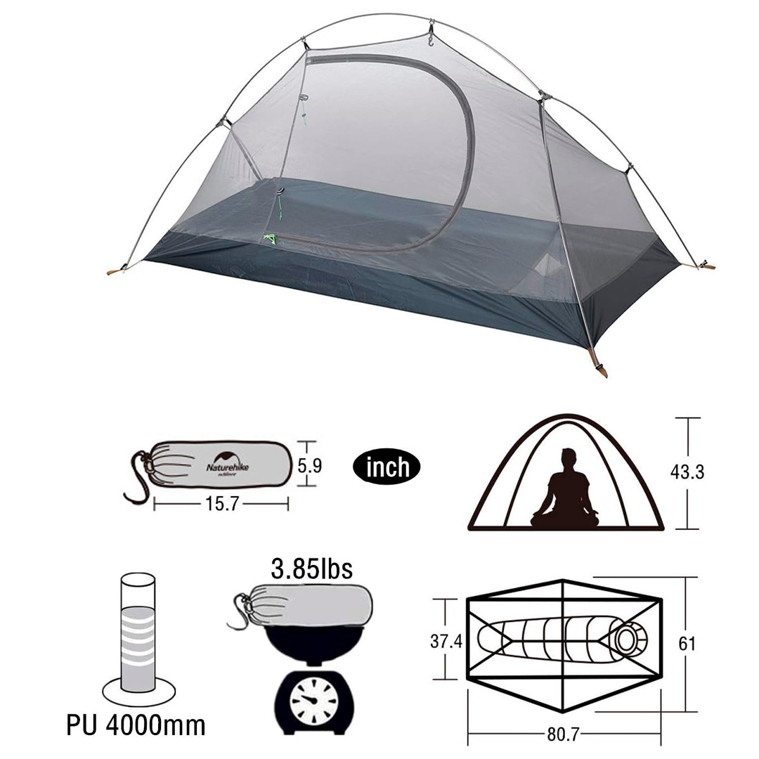 Naturehike Tenda Ultraleve À Prova D 'Água 1 Pessoa Portátil Nylon Praia Ciclismo Caminhada Mochila
