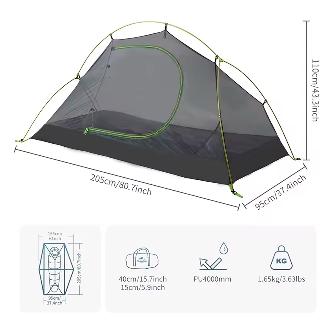 Naturehike Tenda Ultraleve À Prova D 'Água 1 Pessoa Portátil Nylon Praia Ciclismo Caminhada Mochila