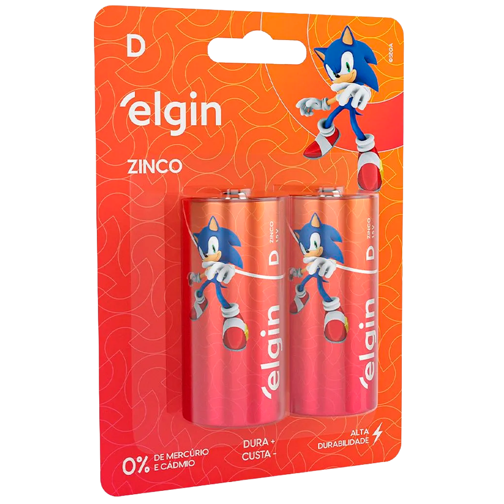 Pilhas de Zinco Elgin Blister Tipo C Livre de Mercúrio e Cádmio
