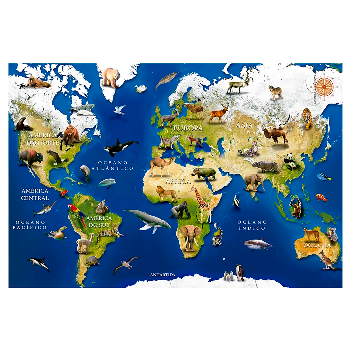 Quebra-Cabeça - Animais do Mundo de 150 Peças (+6)