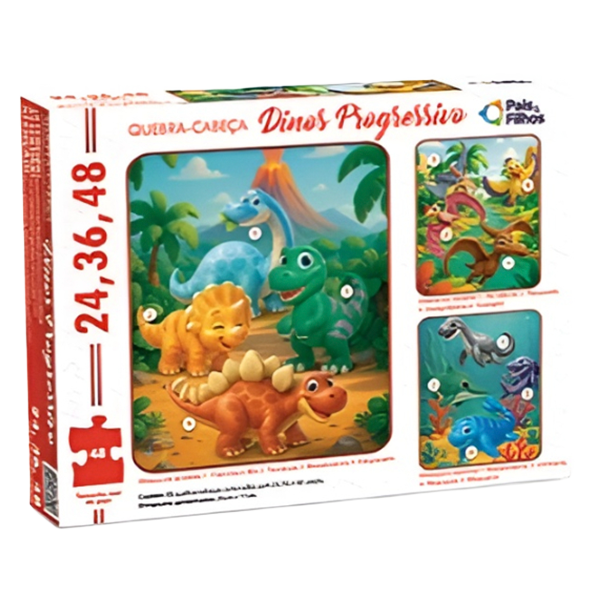 Quebra-Cabeça Dinos Progressivo 48 Peças (+4)