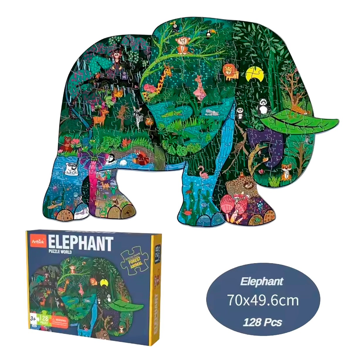 Quebra-Cabeça Irregular de Desenhos Animados de 128 Peças (+4)