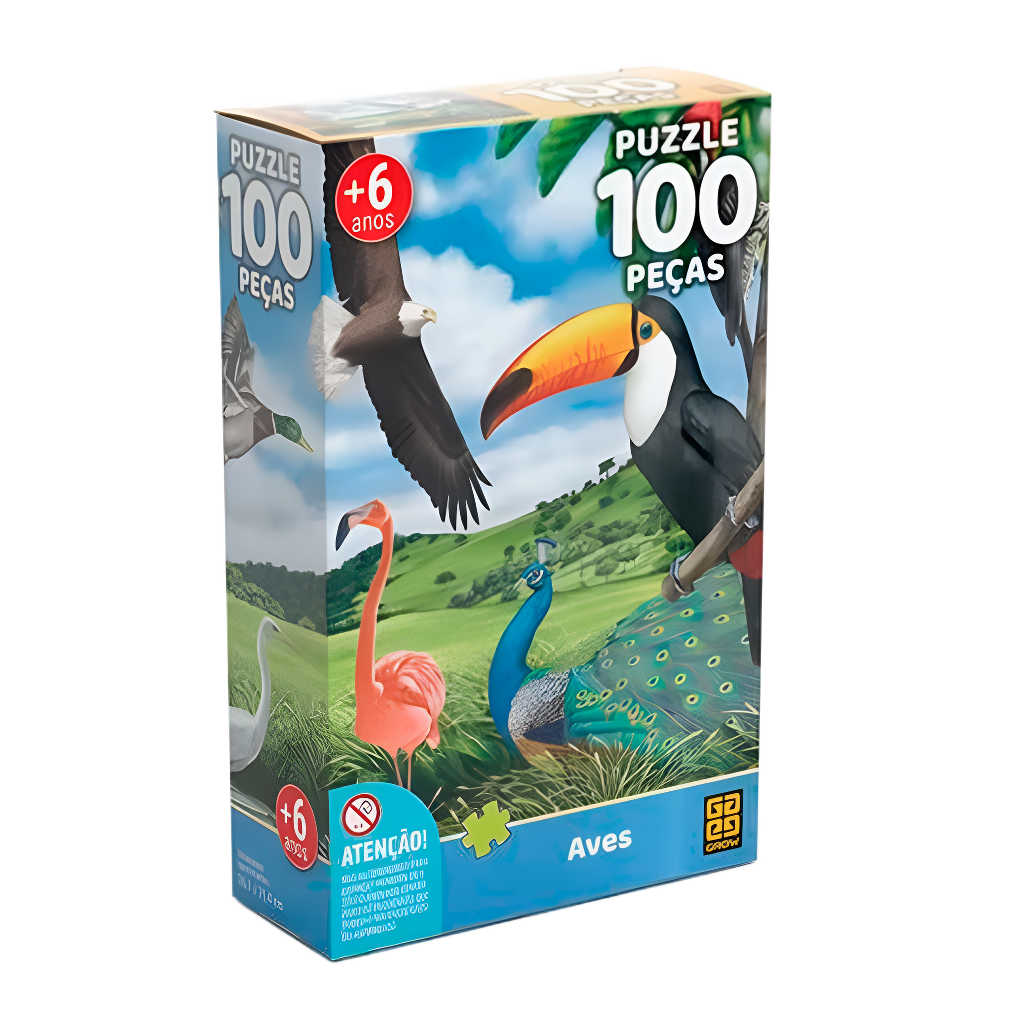 Quebra-Cabeça de Aves para Crianças – 100 Peças (+6)
