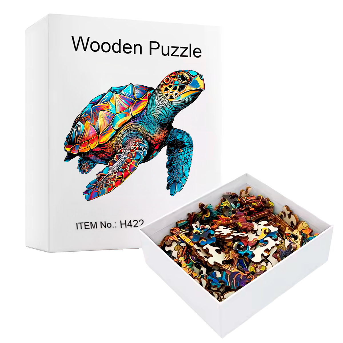 Quebra-Cabeça de Madeira de uma Tartaruga em Pop Art Digital (A partir de +3)