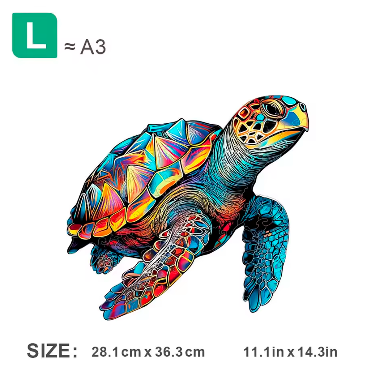 Quebra-Cabeça de Madeira de uma Tartaruga em Pop Art Digital (A partir de +3)