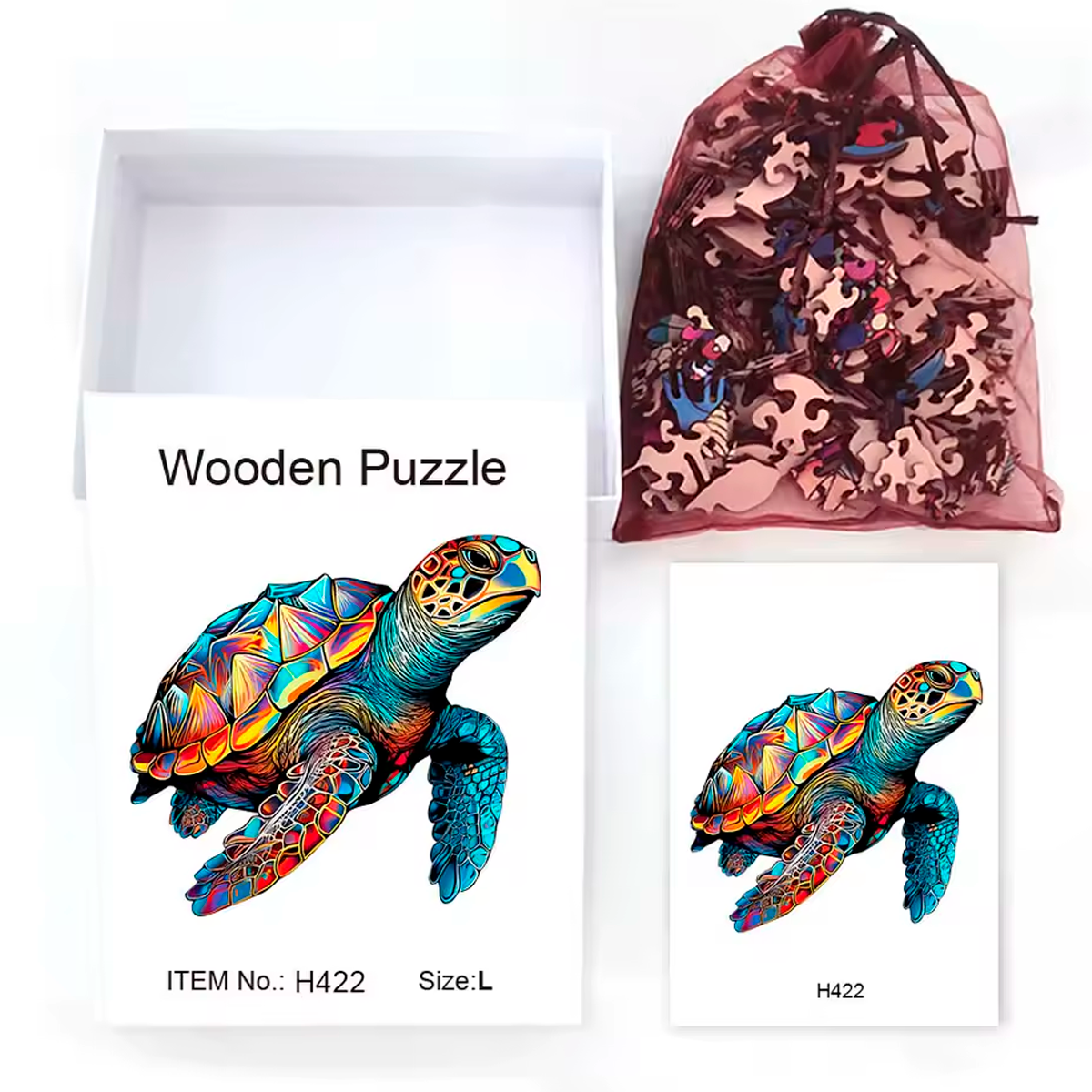 Quebra-Cabeça de Madeira de uma Tartaruga em Pop Art Digital (A partir de +3)