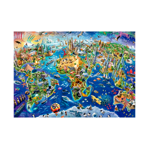 Quebra-Cabeça para Crianças - Mapa Mundi Turístico - 5000 Peças (+14)