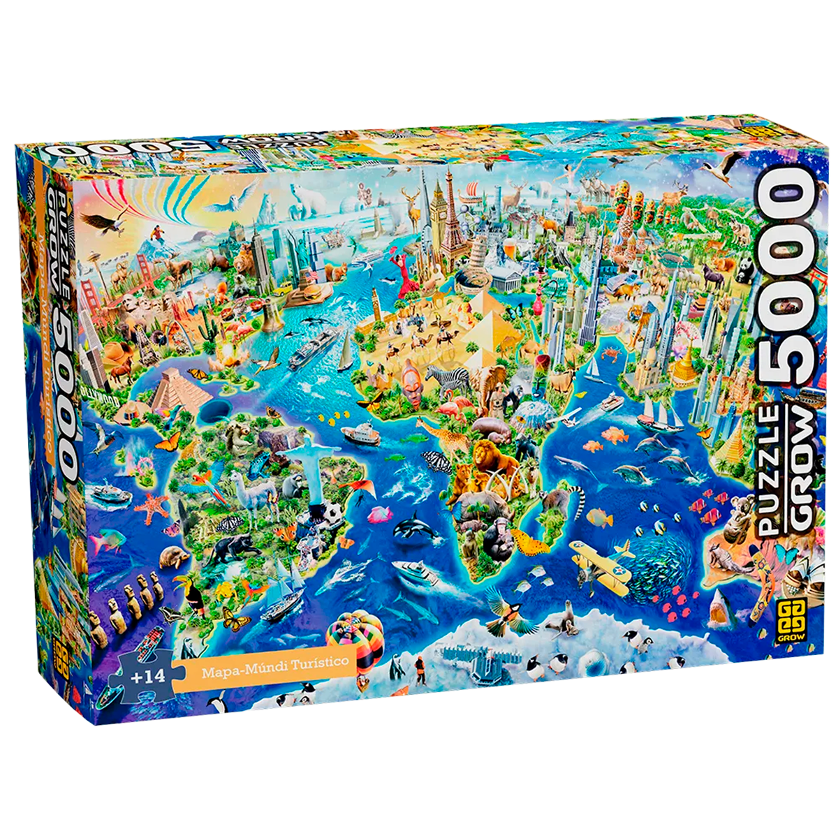 Quebra-Cabeça para Crianças - Mapa Mundi Turístico - 5000 Peças (+14)