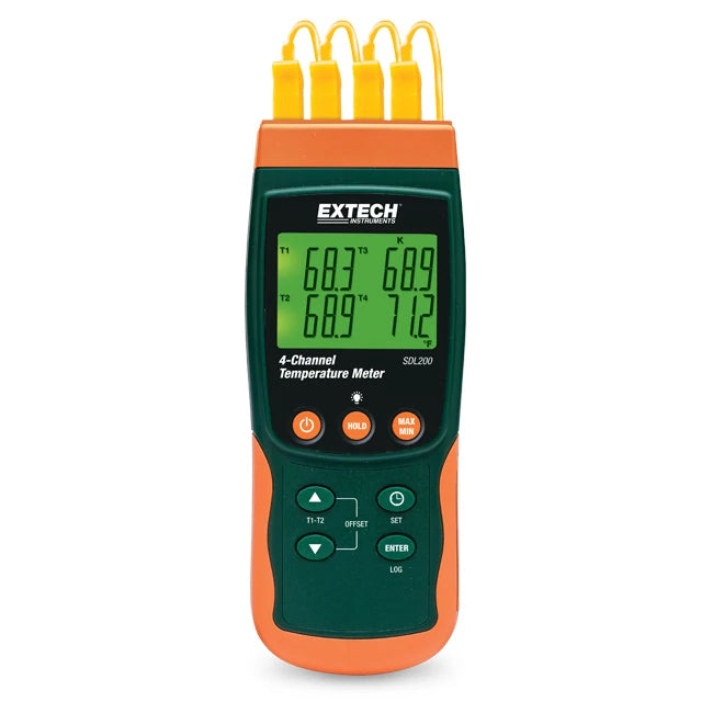 Registrador de Dados de Temperatura Extech SDL200 de Quatro Canais