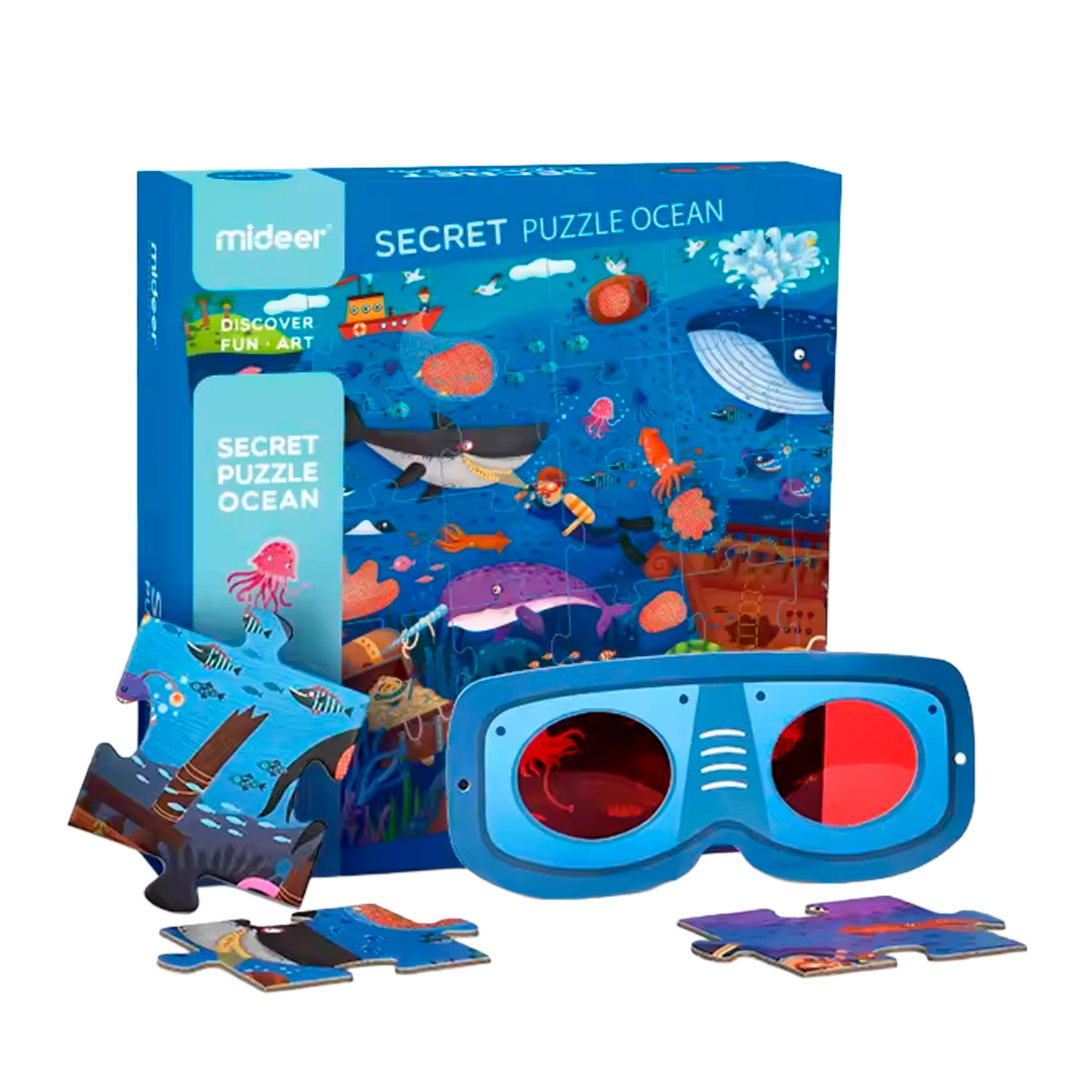Quebra-Cabeça Secreto Mideer do Oceano com Óculos Especiais 35 Peças (+3)
