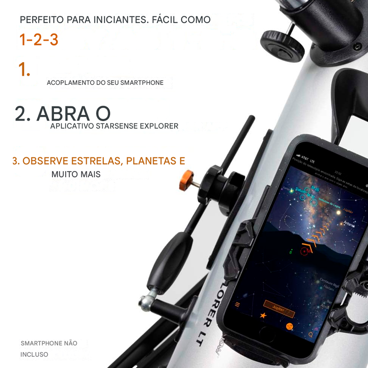 Telescópio Refrator Celestron StarSense Explorer LT 114AZ Funcional com Aplicativo para Smartphone