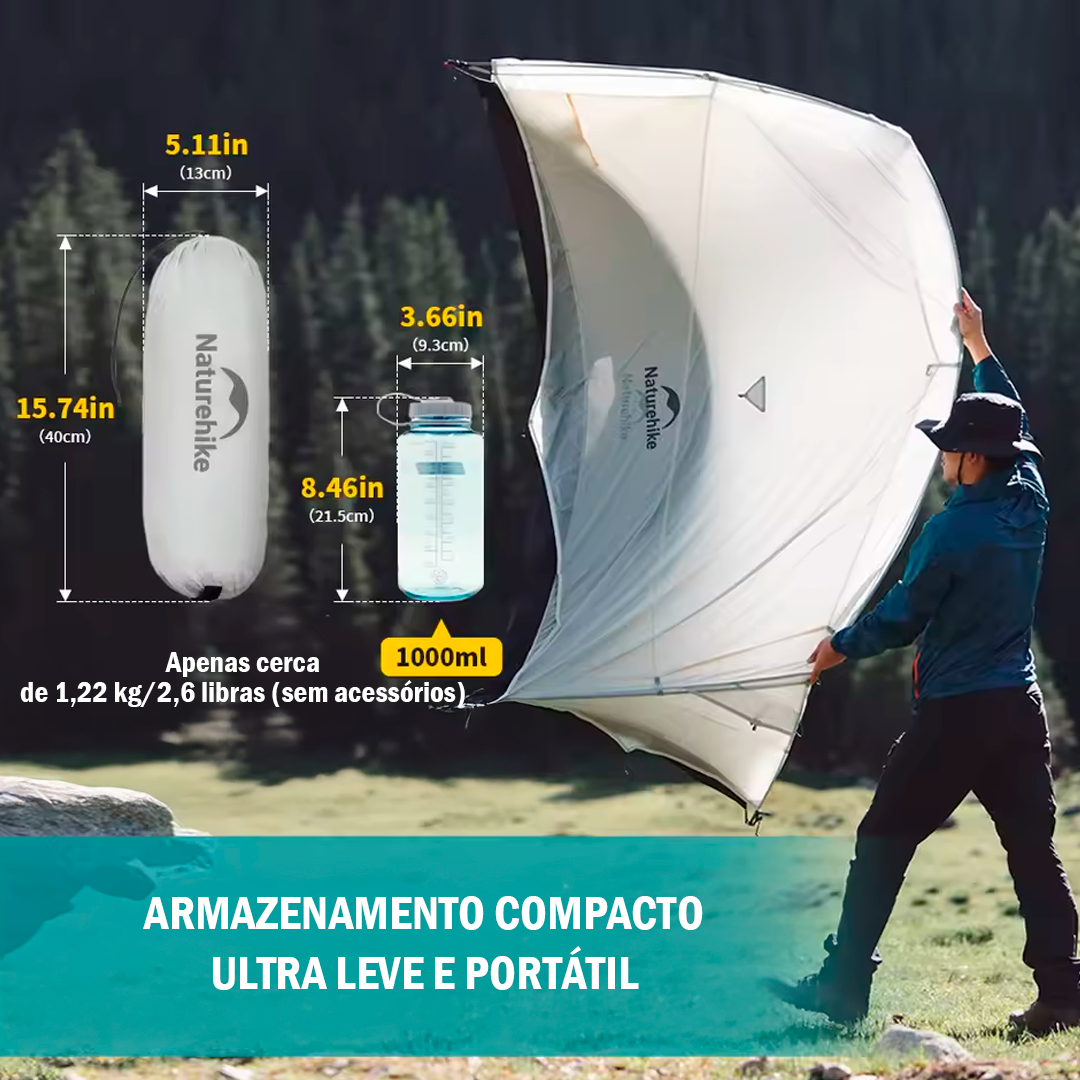 Tenda Naturehike Cloud Up 15D Ultraleve para 2 pessoas, à Prova d'água, Configuração Rápida e Espaçosa
