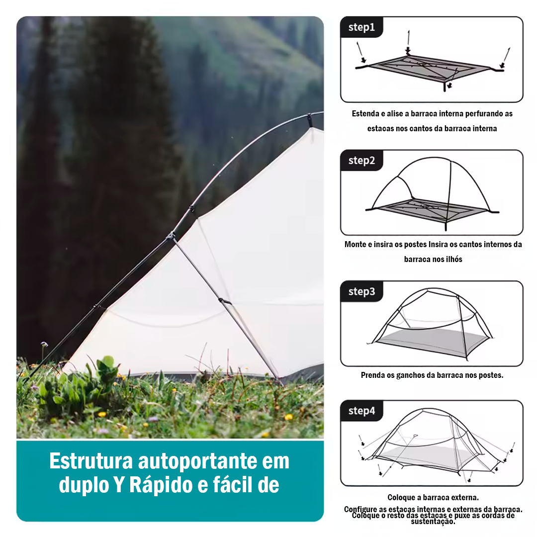 Tenda Naturehike Cloud Up 15D Ultraleve para 2 pessoas, à Prova d'água, Configuração Rápida e Espaçosa