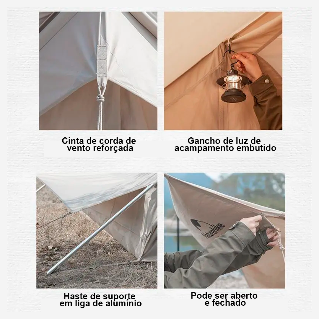Tenda Naturehike Extend 4.8 Algodão Tipo A com Beiral Externo