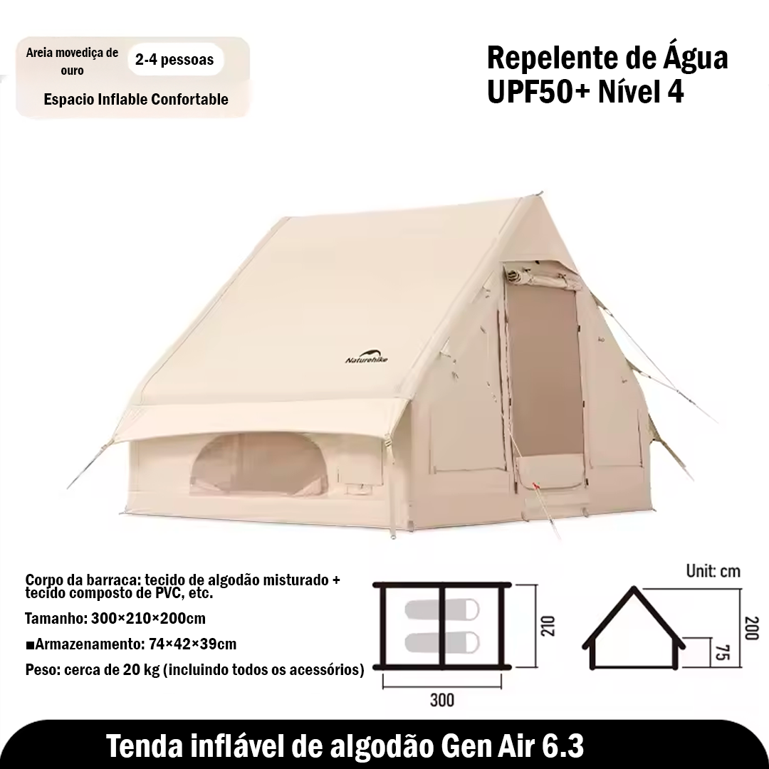 Tenda de Campanha Naturehike Air6.3 Air12.0 Inflável de Algodão Grosso