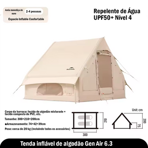 Tenda de Campanha Naturehike Air6.3 Air12.0 Inflável de Algodão Grosso