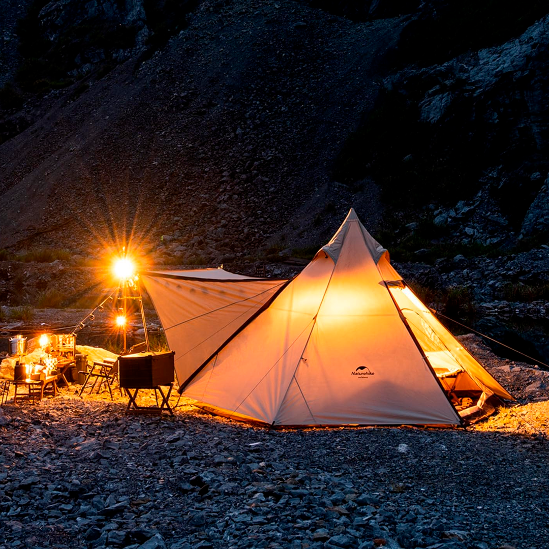 Tenda de Campanha Naturehike Hexagonal Pyramid com Faldão para 4-6 Pessoas