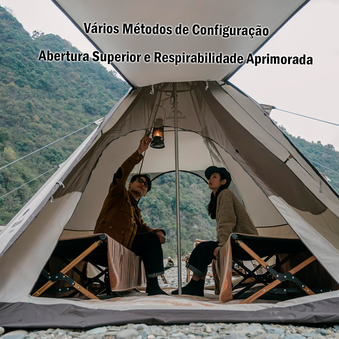 Tenda de Campanha Naturehike Hexagonal Pyramid com Faldão para 4-6 Pessoas