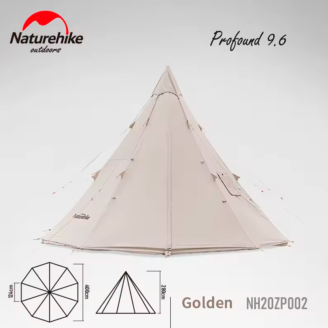 Tenda de acampamento Naturehike Pyramid A-Type Teepee com lareira para 5 a 8 pessoas
