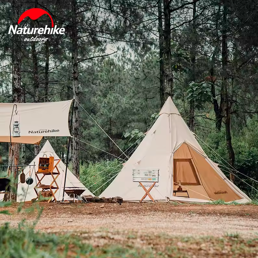 Tenda de acampamento Naturehike Pyramid A-Type Teepee com lareira para 5 a 8 pessoas