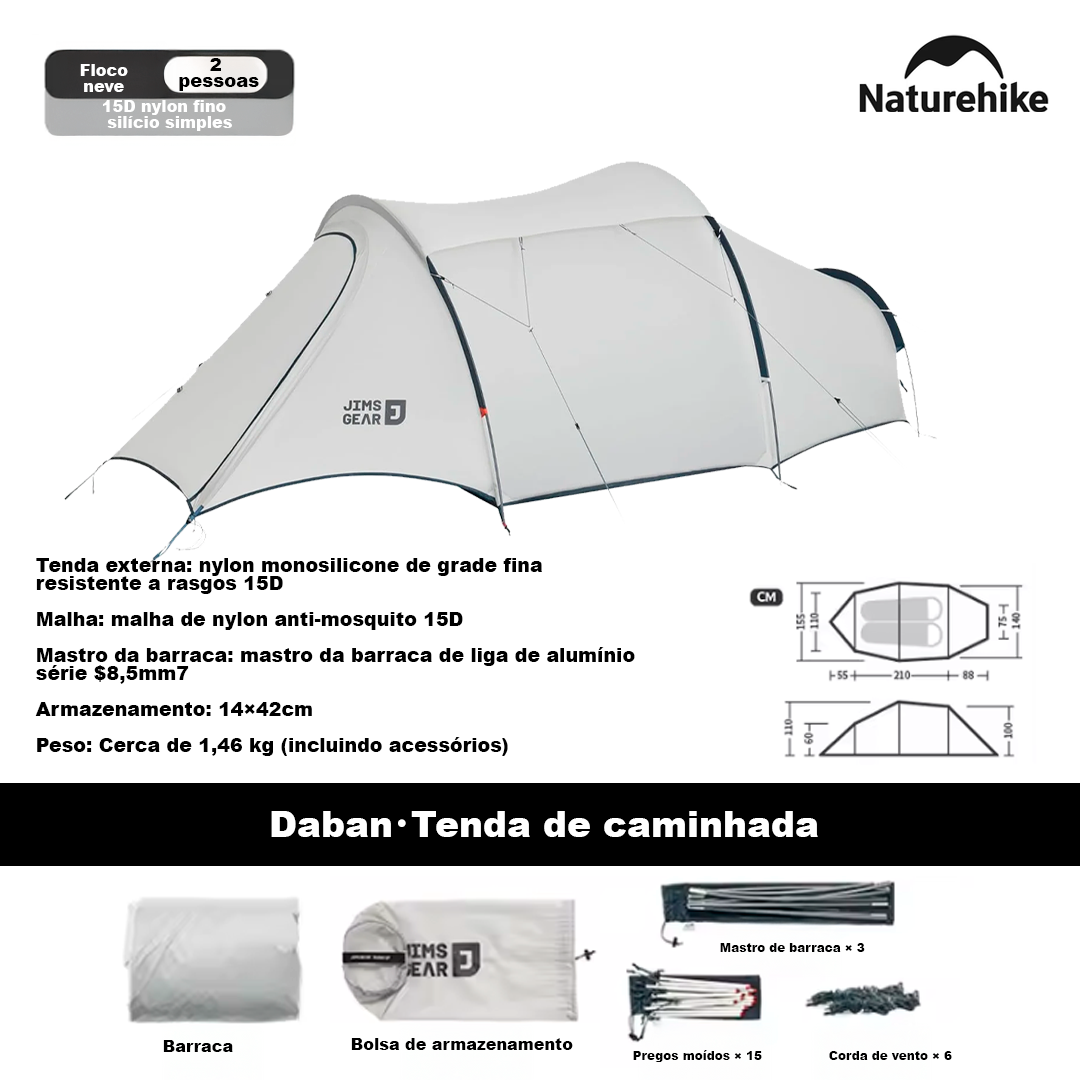 Tenda de túnel de caminhada Naturehike 2024 1 quarto 1 quarto acampamento montanhismo ao ar livre