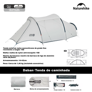 Tenda de túnel de caminhada Naturehike 2024 1 quarto 1 quarto acampamento montanhismo ao ar livre