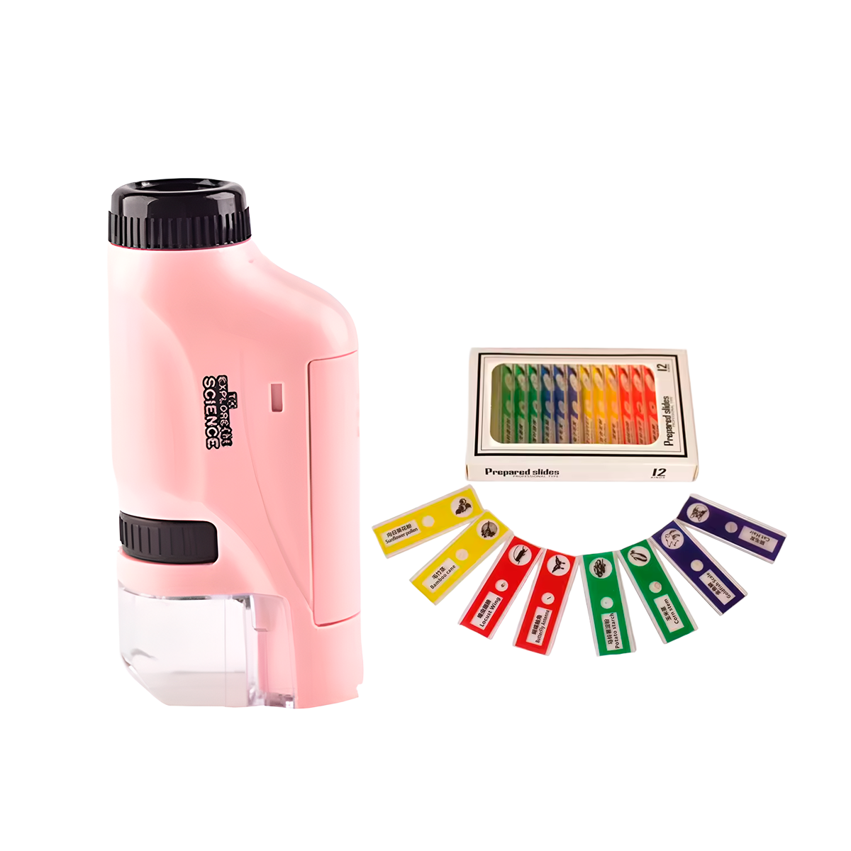 Microscópio de Bolso para Crianças: Brinquedo Científico Educativo com LED 60–120x (+6)