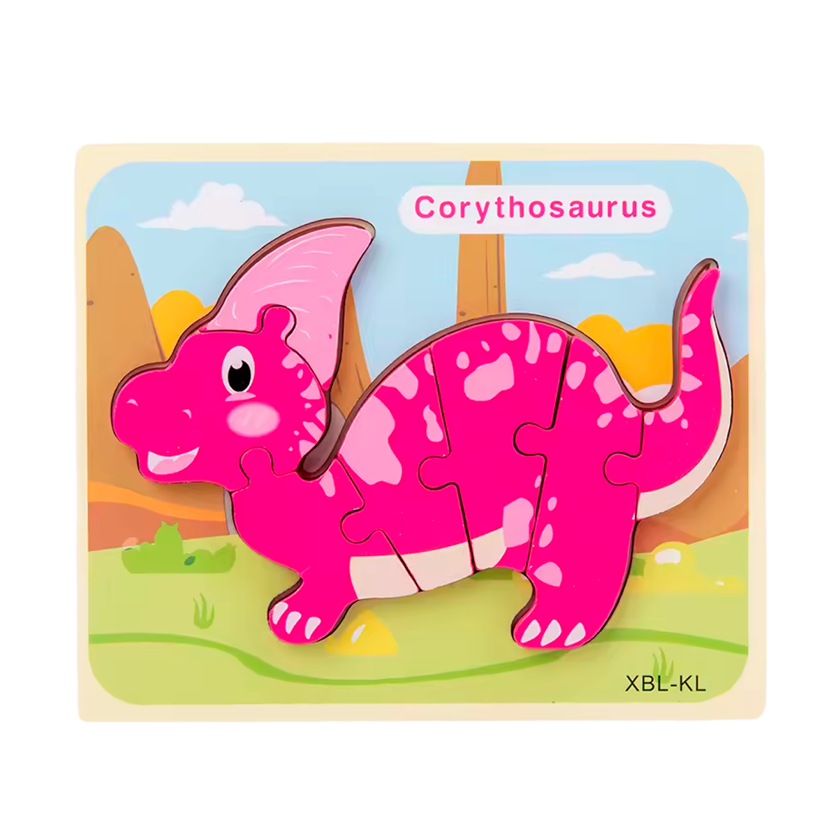 Quebra-Cabeça 3D de Dinossauro de Madeira Estilo Desenho Animado (+3)