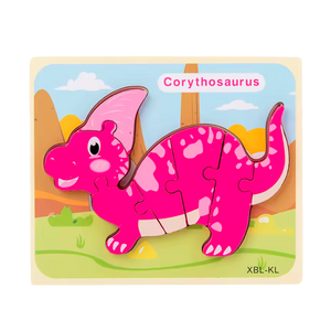 Quebra-Cabeça 3D de Dinossauro de Madeira Estilo Desenho Animado (+3)