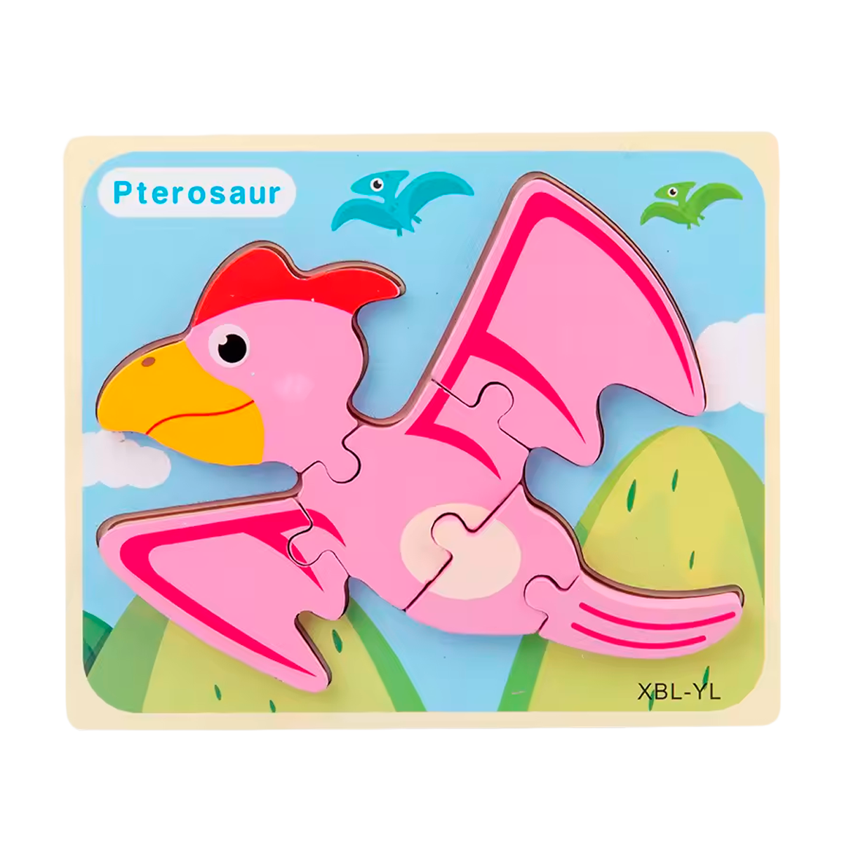 Quebra-Cabeça 3D de Dinossauro de Madeira Estilo Desenho Animado (+3)