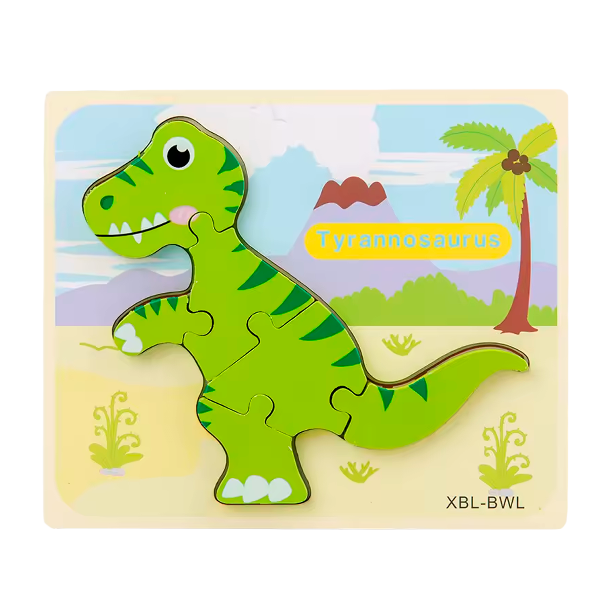 Quebra-Cabeça 3D de Dinossauro de Madeira Estilo Desenho Animado (+3)