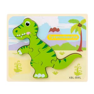 Quebra-Cabeça 3D de Dinossauro de Madeira Estilo Desenho Animado (+3)