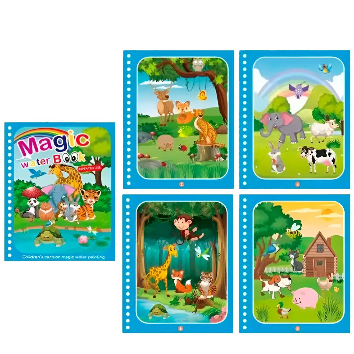 Livro Mágico de Colorir com Água para Crianças, Livro de Colorir Reutilizável (+3)