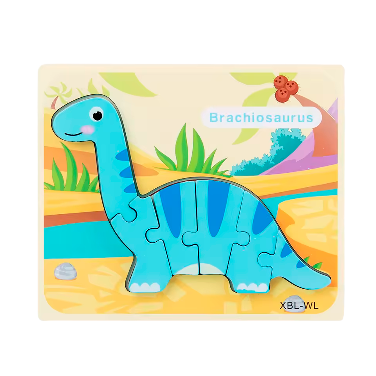 Quebra-Cabeça 3D de Dinossauro de Madeira Estilo Desenho Animado (+3)