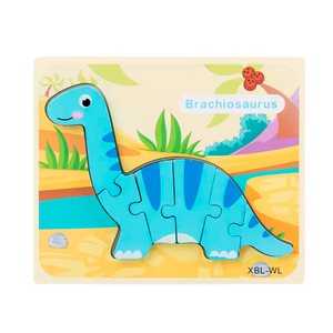 Quebra-Cabeça 3D de Dinossauro de Madeira Estilo Desenho Animado (+3)