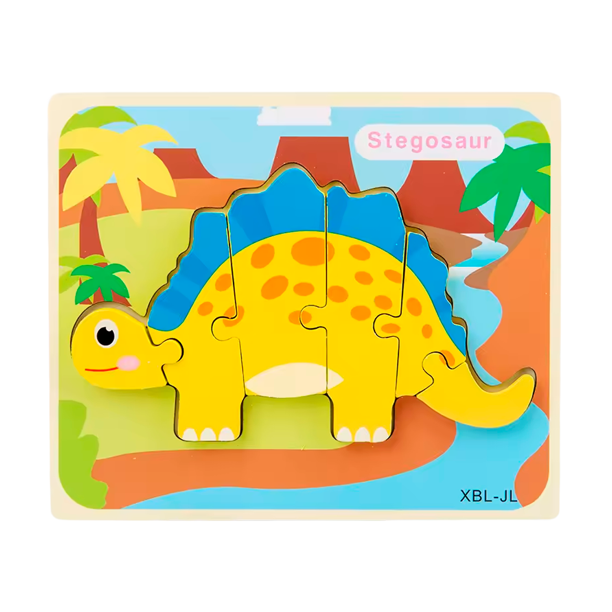 Quebra-Cabeça 3D de Dinossauro de Madeira Estilo Desenho Animado (+3)