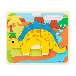 Quebra-Cabeça 3D de Dinossauro de Madeira Estilo Desenho Animado (+3)