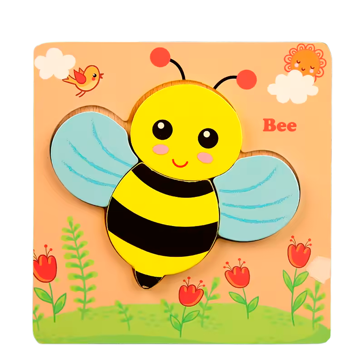 Quebra-cabeça de Trânsito com Animais de Desenho Animado em Madeira (+3)