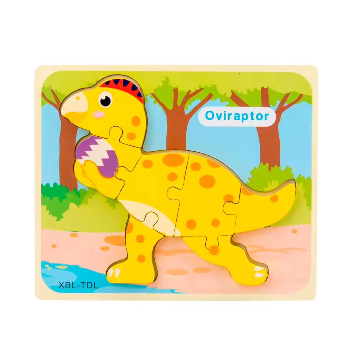 Quebra-Cabeça 3D de Dinossauro de Madeira Estilo Desenho Animado (+3)