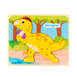Quebra-Cabeça 3D de Dinossauro de Madeira Estilo Desenho Animado (+3)