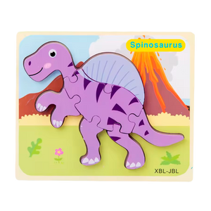 Quebra-Cabeça 3D de Dinossauro de Madeira Estilo Desenho Animado (+3)