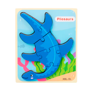 Quebra-Cabeça 3D de Dinossauro de Madeira Estilo Desenho Animado (+3)