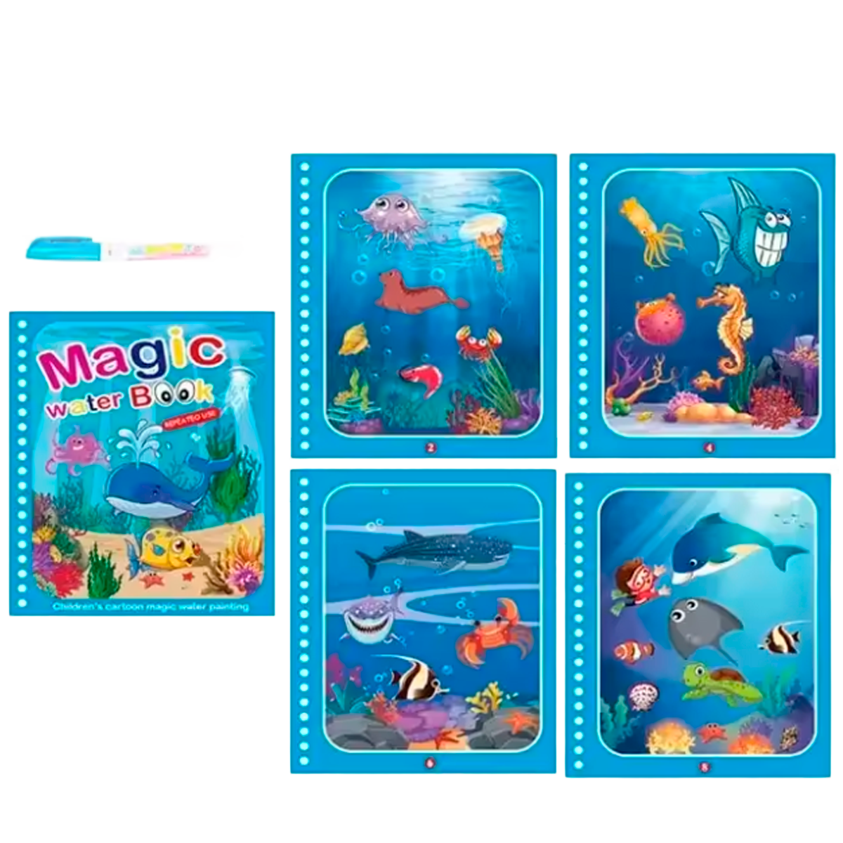 Livro Mágico de Colorir com Água para Crianças, Livro de Colorir Reutilizável (+3)