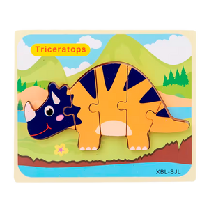 Quebra-Cabeça 3D de Dinossauro de Madeira Estilo Desenho Animado (+3)