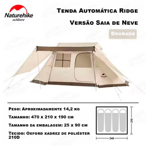 Barraca de Acampamento com Saia Antineve Naturehike Village 5.0 para 3-4 Pessoas