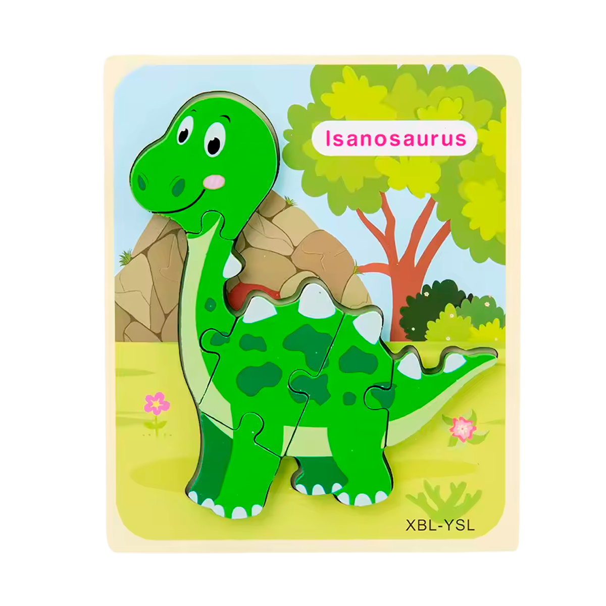 Quebra-Cabeça 3D de Dinossauro de Madeira Estilo Desenho Animado (+3)