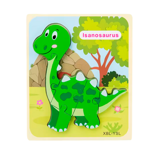Quebra-Cabeça 3D de Dinossauro de Madeira Estilo Desenho Animado (+3)
